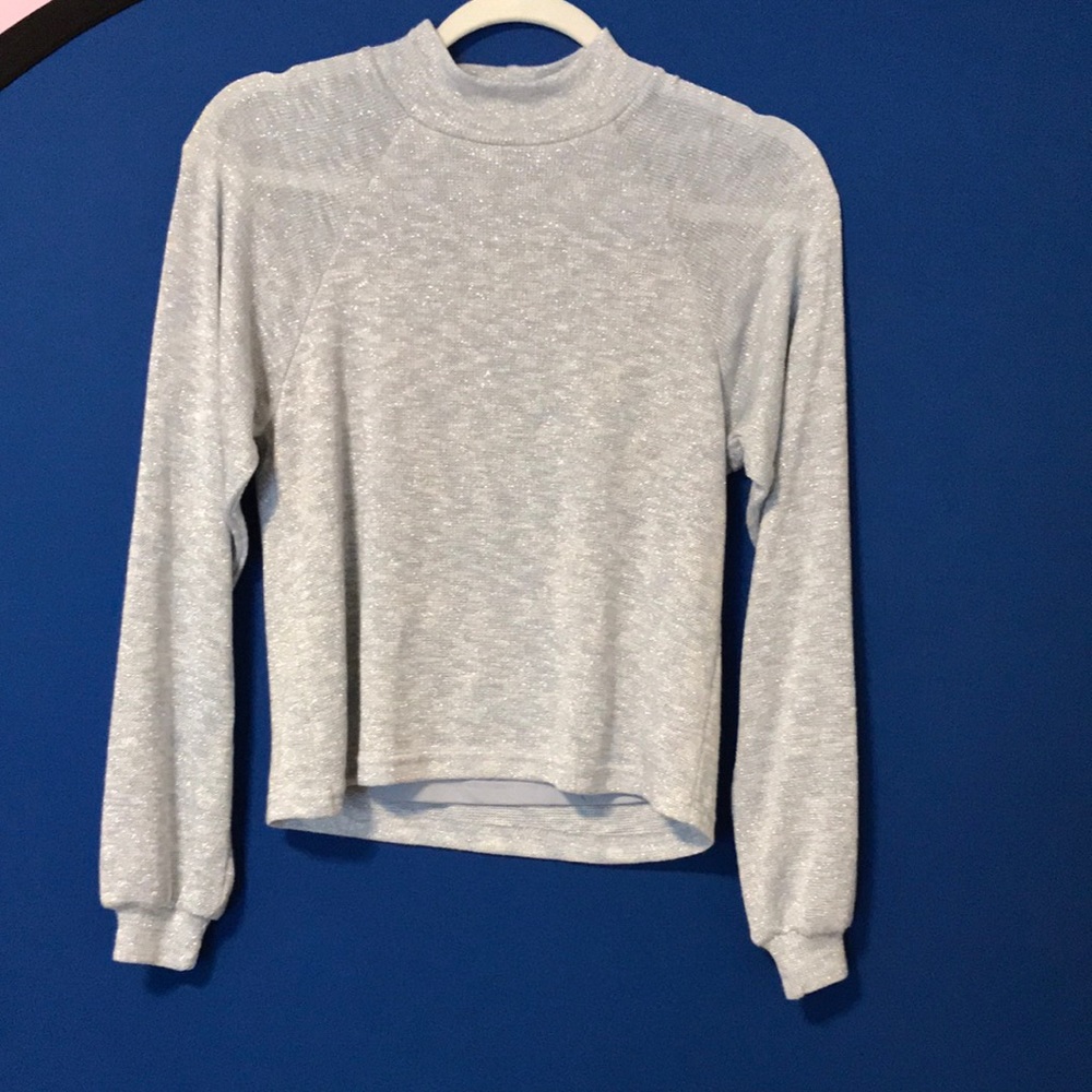 Privacy Please Shimmery Blue Long-Sleeve Top